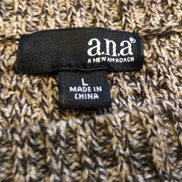 🆕 a.n.a textured short sleeve tunic sweater large pullover brown neutral - Picture 4 of 8